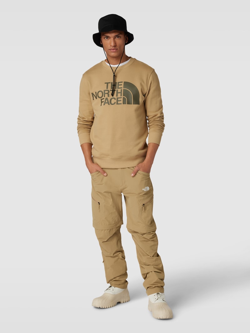 Sweatshirt mit Label-Print und Rundhalsausschnitt in beige