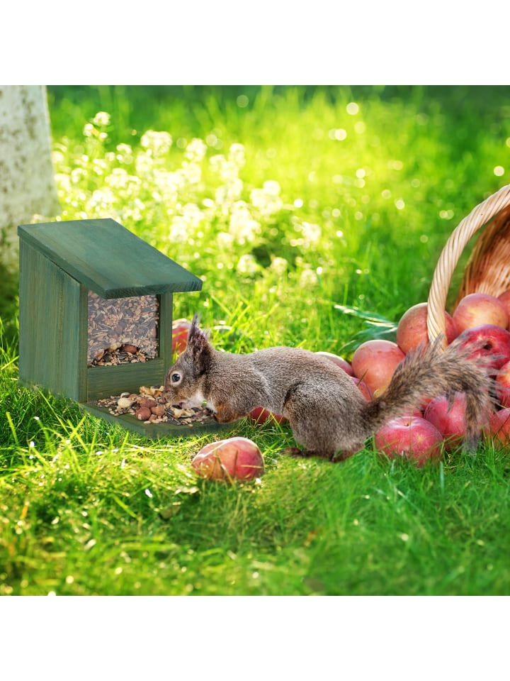 relaxdays Eichhörnchen Futterhaus in Dunkelbraun - (B)12x (H)17,5 x (T)25 cm günstig kaufen onesize