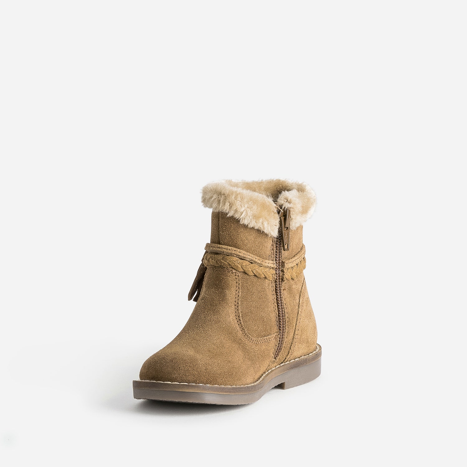 Boots fille BUGGY en croûte de cuir camel