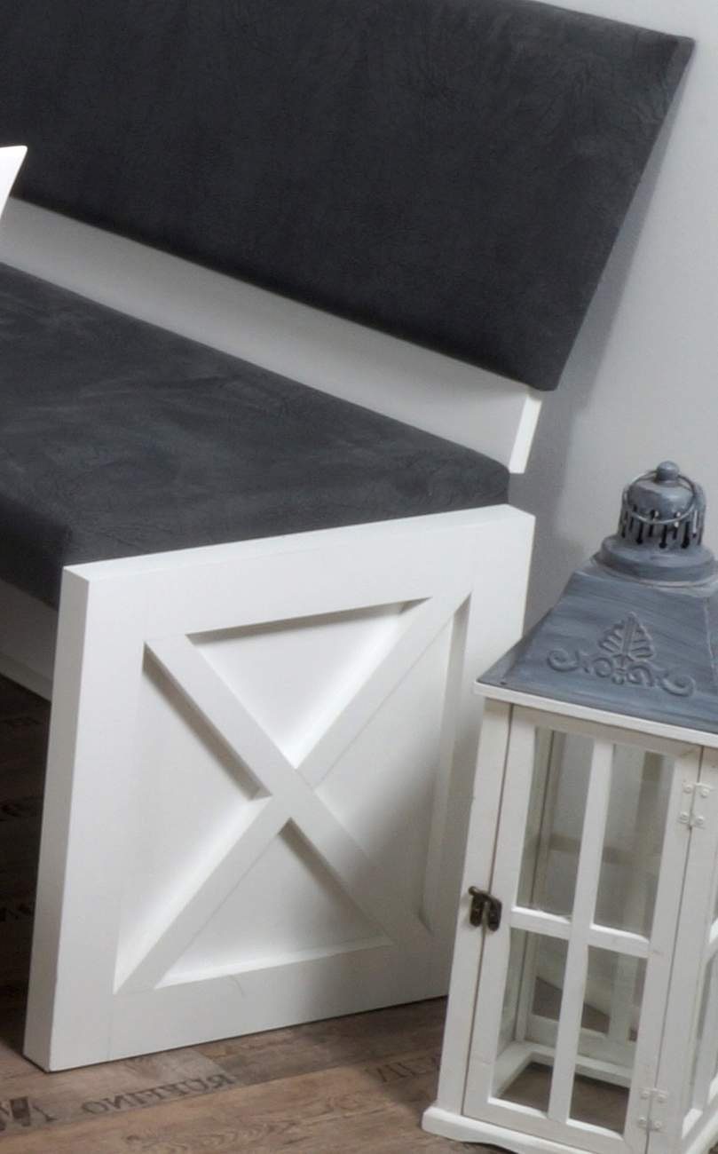 Trendmöbel24 Eckbankgruppe Weiße Landhaus Eckbank Essgruppe MADRANO 185 x 155 cm, (4-tlg)