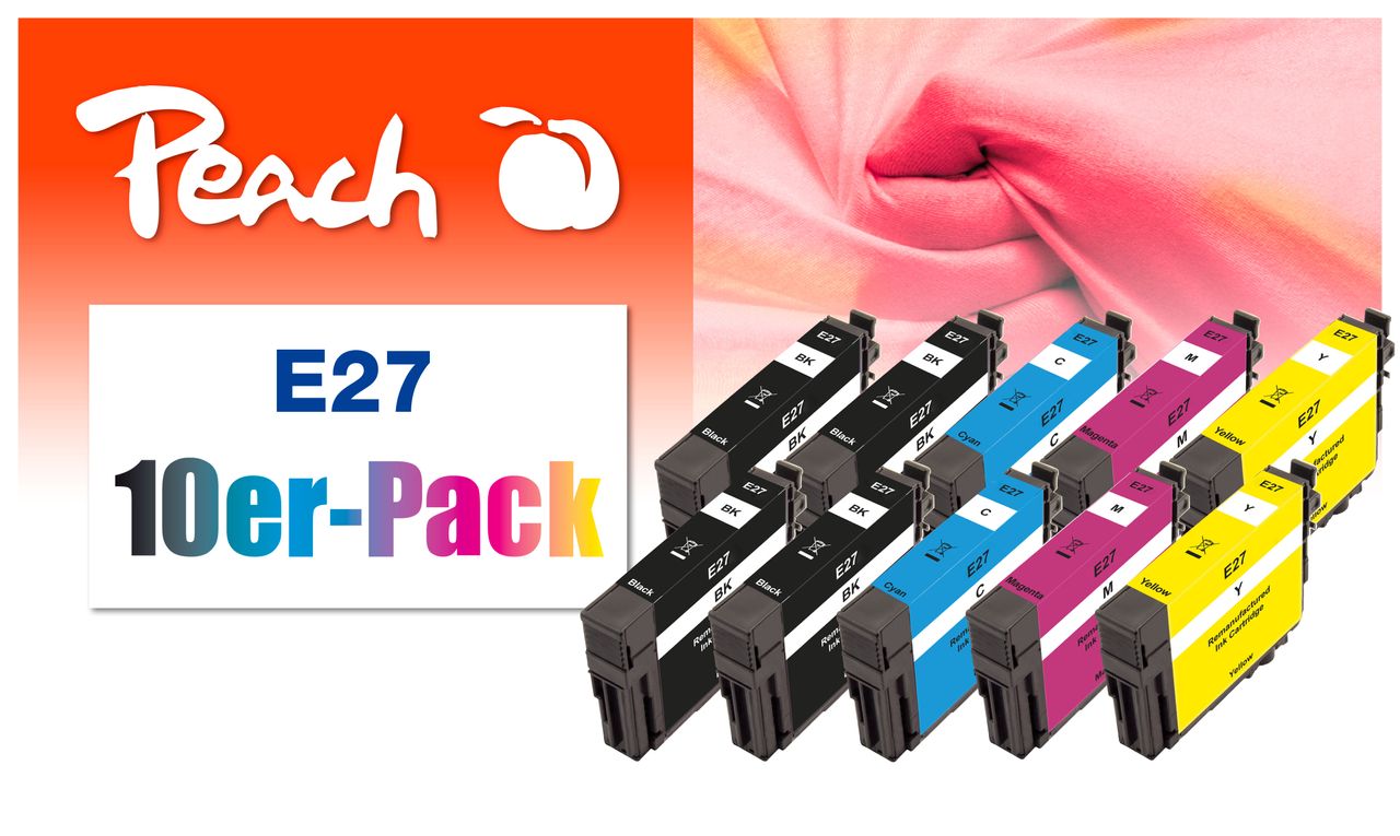 Peach 10er-Pack Tintenpatronen ersetzt Epson T2706, No. 27