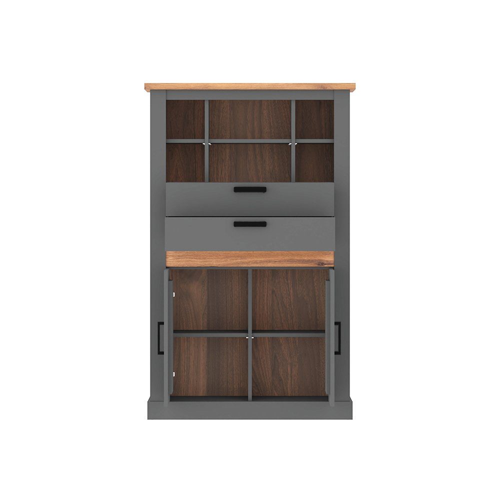 Lomadox Esszimmer-Set PADBORG-129, (Spar-Set, 2-St), anthrazit mit Eiche