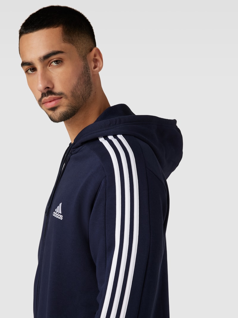 Sweatjacke mit Kontraststreifen in dunkelblau