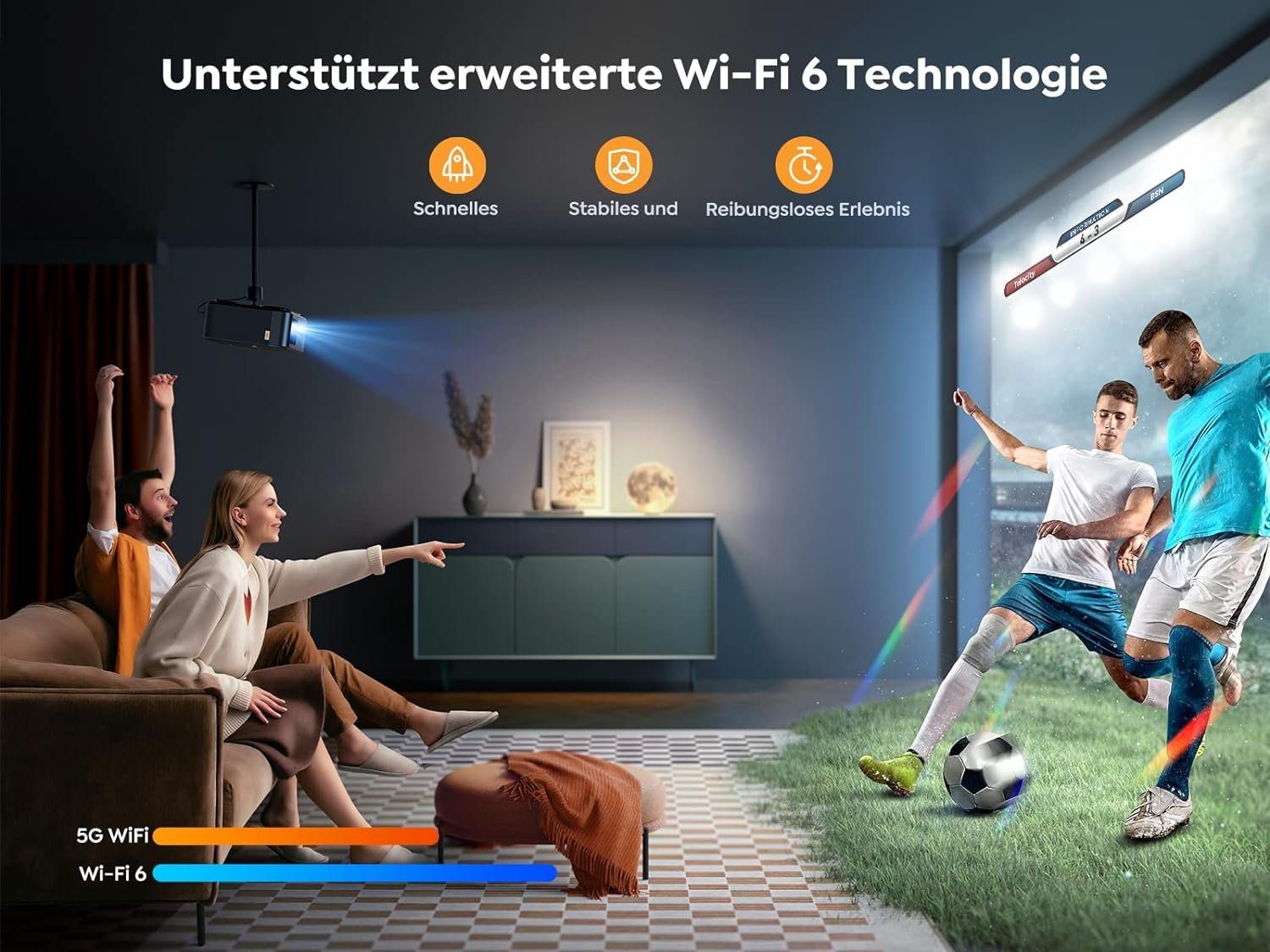 Yaber Portabler Projektor (1920x1080 px, Eingebauter mit autofokus beamer yaber lumens 1080p beamer heimkino)