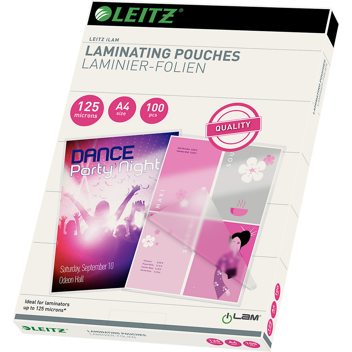 Heißlaminierfolien A4, 125 mic, glänzend, farblos, 100 Stück