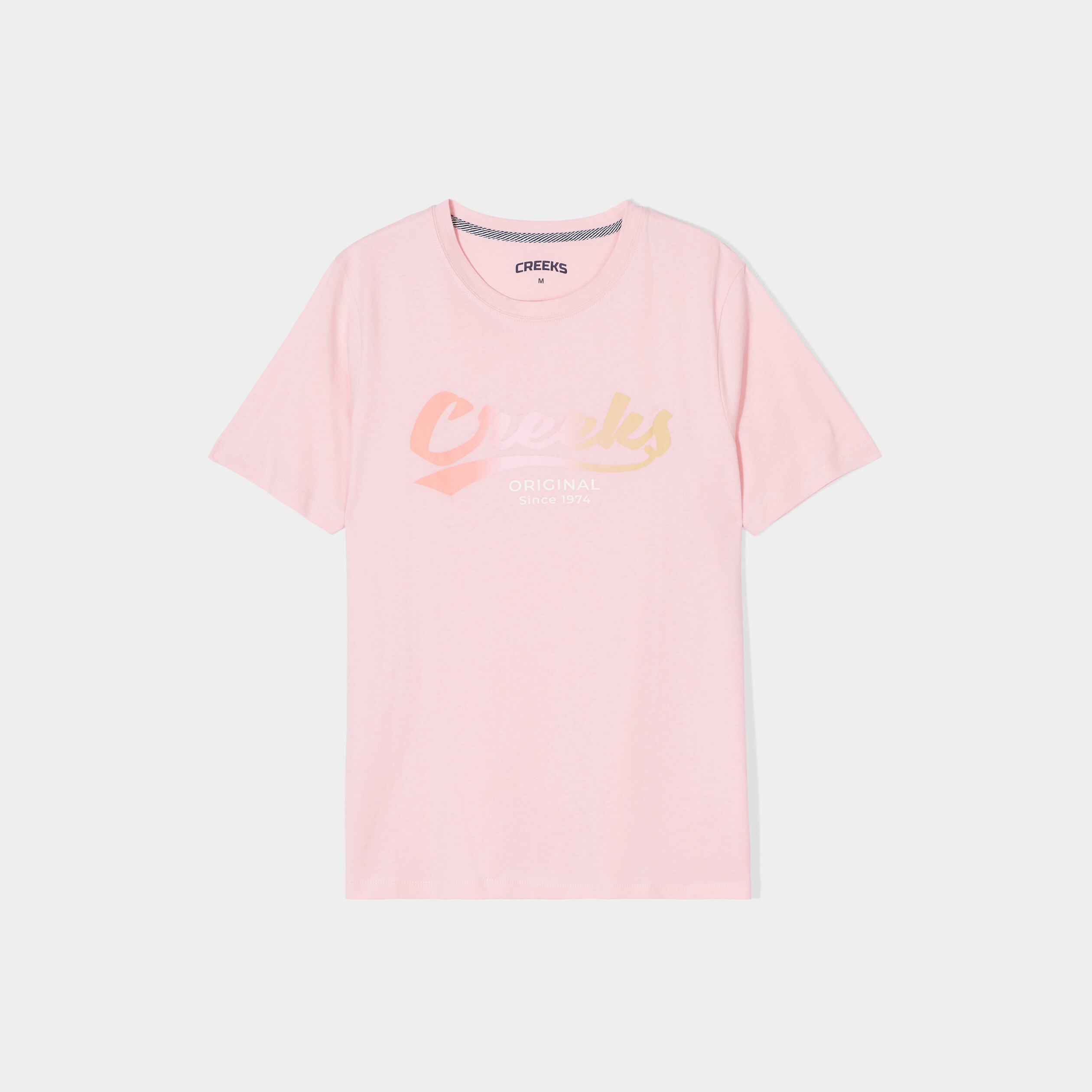 T-shirt oversize col rond coton Creeks rose clair femme | La Halle