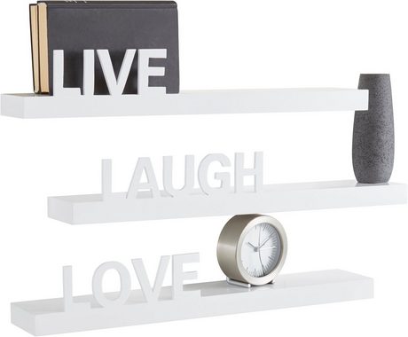 my home Deko-Wandregal Live - Love - Laugh, Set 3-tlg., Dekoregal, Wanddeko, mit Schriftzug