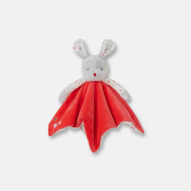 Doudou plat lapin rouge naissance