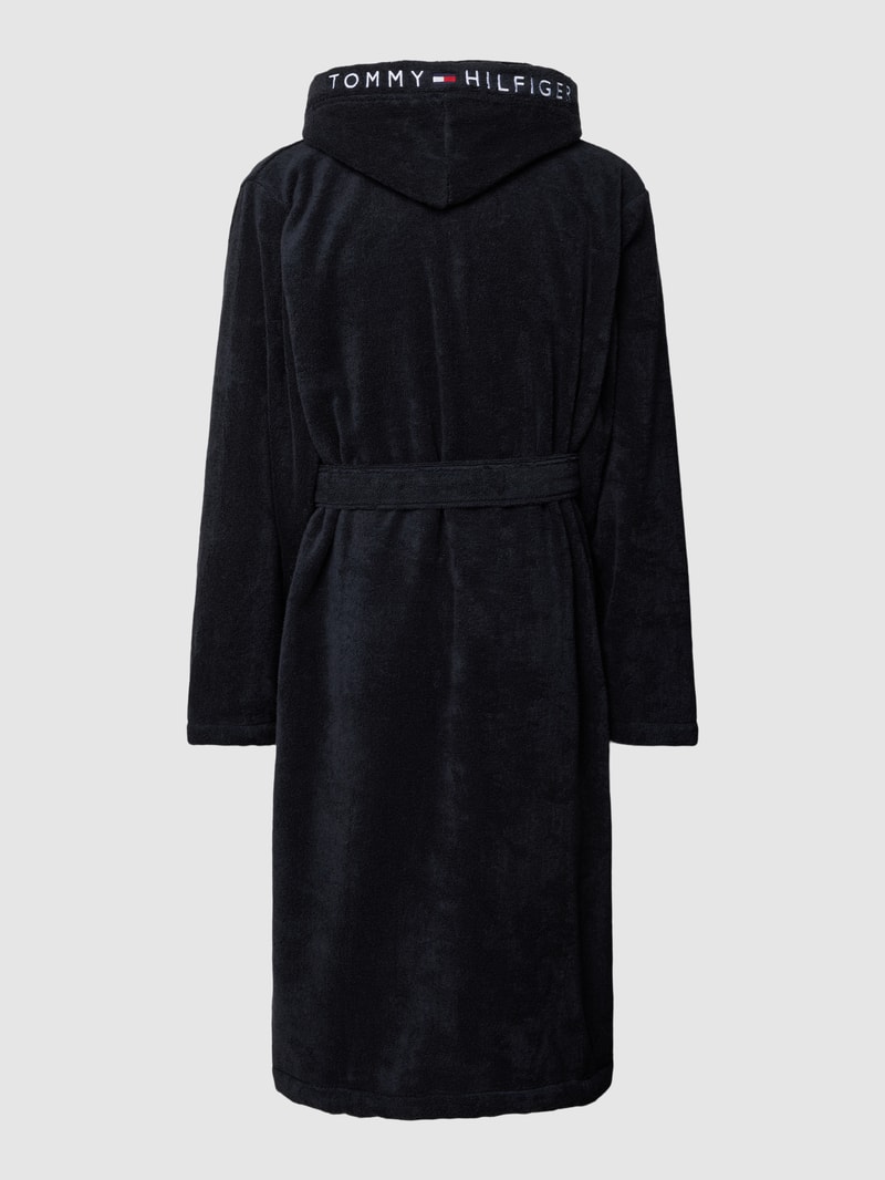 Bademantel mit Label-Stitching Modell 'ROBE' in marineblau