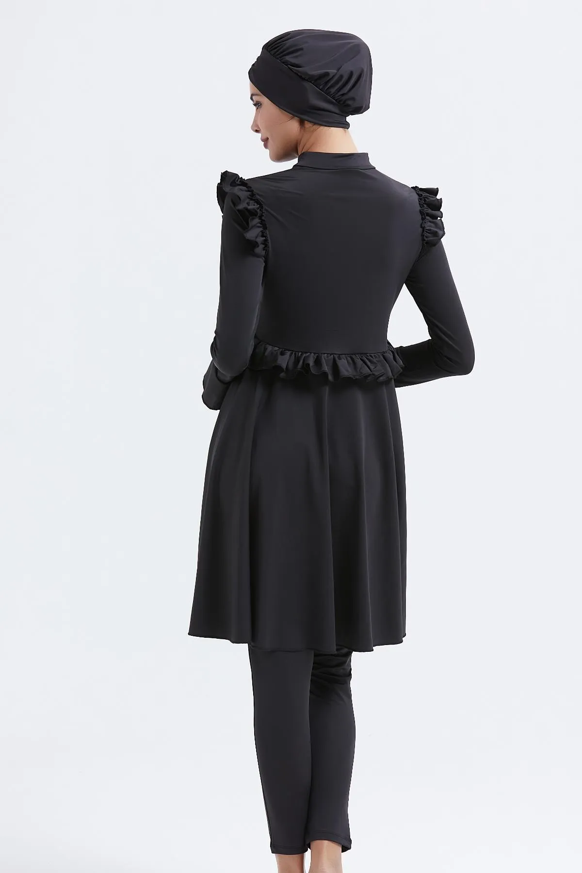 C&City  Vollständig bedeckter 4-teiliger Hijab-Badeanzug 4053 Schwarz