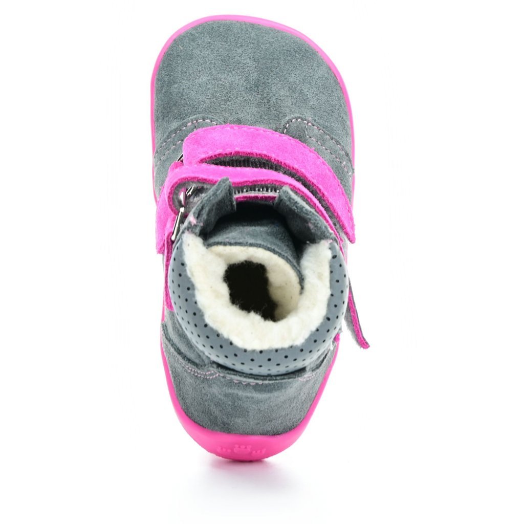 Beda Isabel mit Membran (BF 0004/W/MK/Fell) graue Winter-Barfußstiefeletten