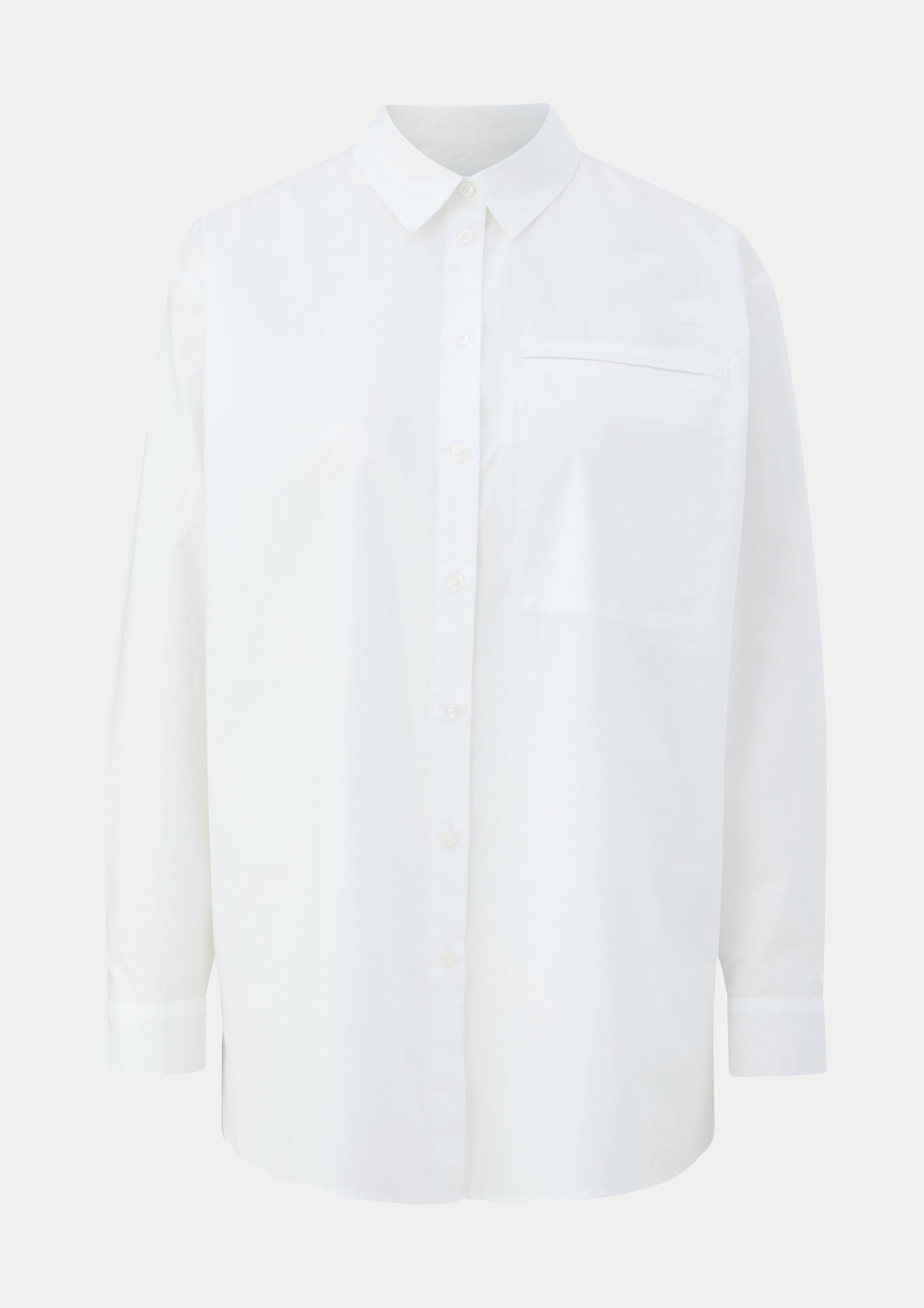 Baumwollbluse mit Paspeltasche - weiß