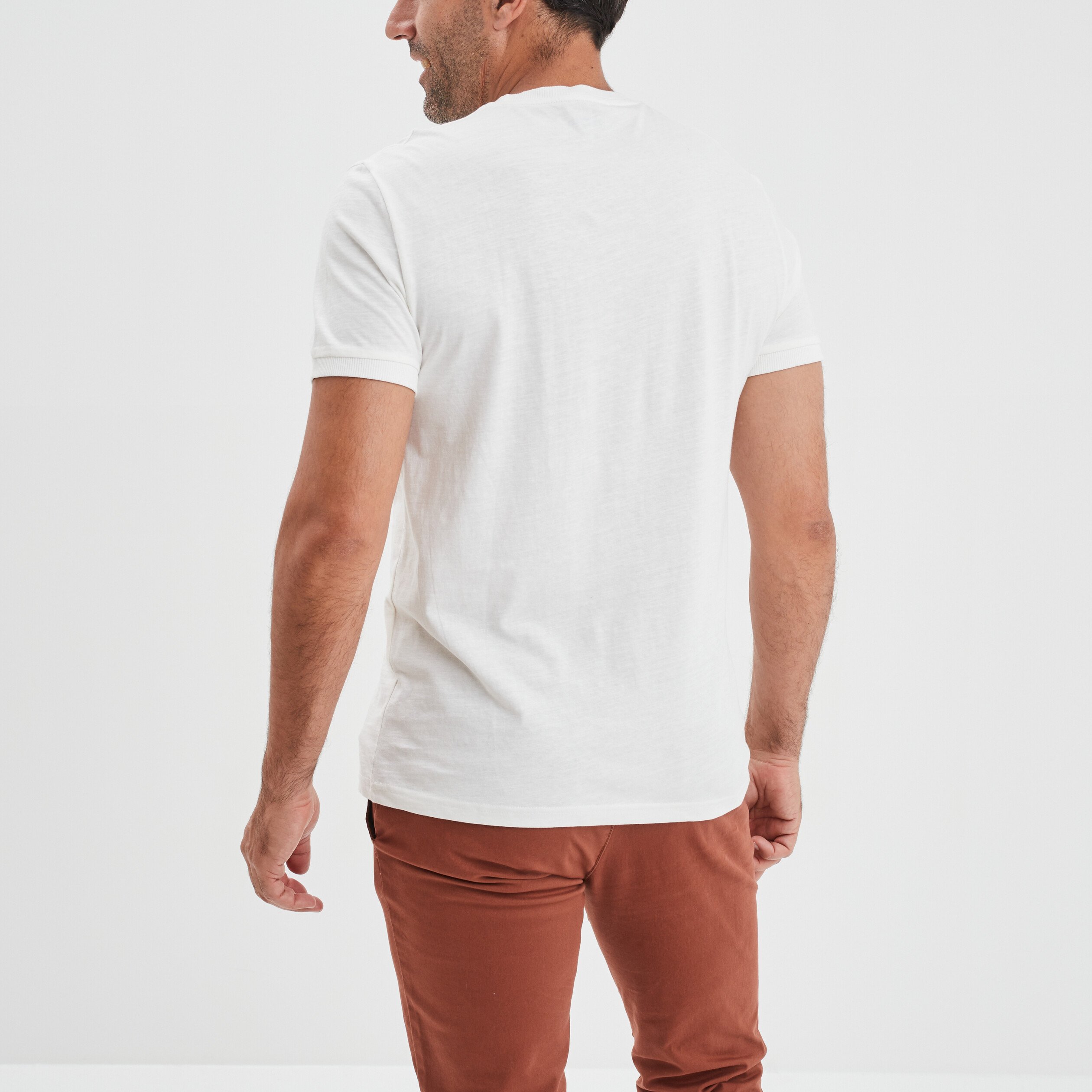 T-shirt manches courtes coton Creeks blanc homme | La Halle