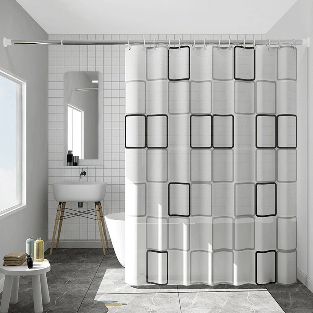 SCOHOME Duschvorhang Duschvorhang, Anti-Schimmel Wasserdichter 220x200cm (1-tlg., mit 12 Duschvorhängeringen, Weiß), Waschbar Anti-Bakteriell Stoff Polyester Badewanne Vorhang