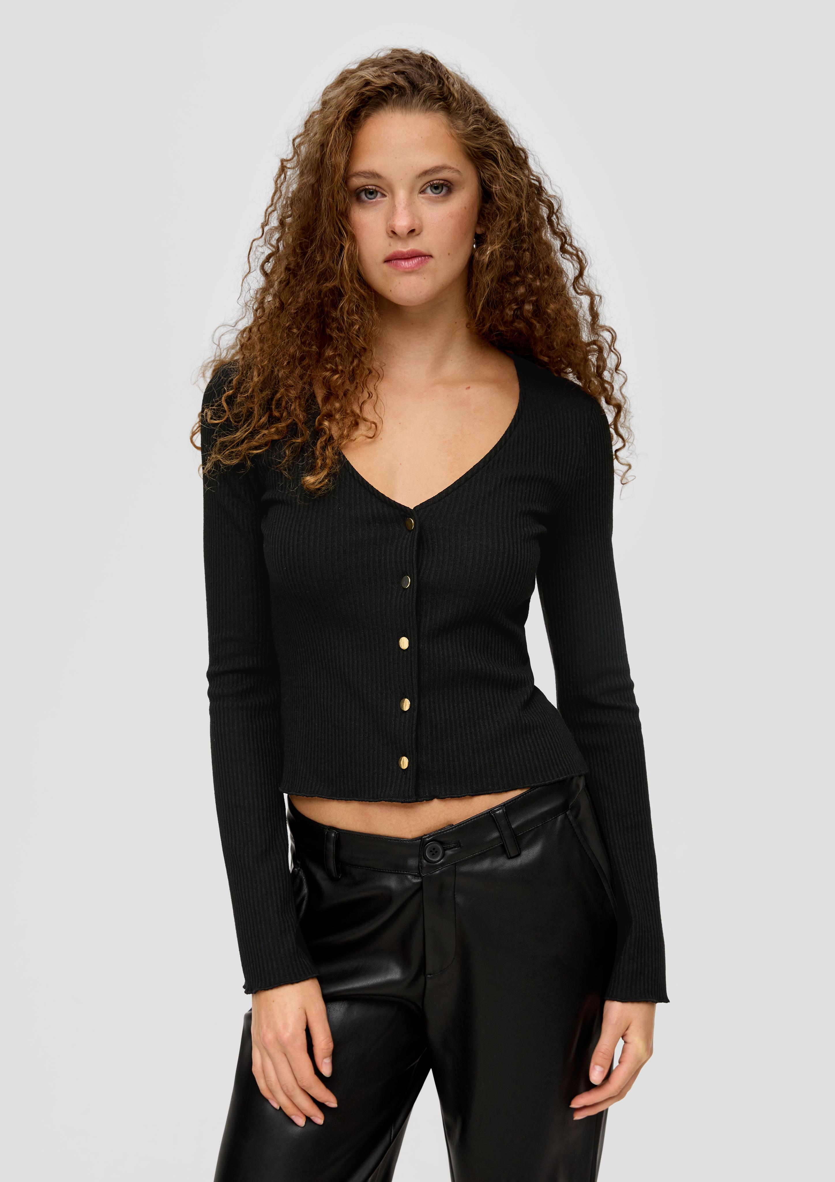 Gerippte Shirtjacke aus Viskosemix  2138341-9999