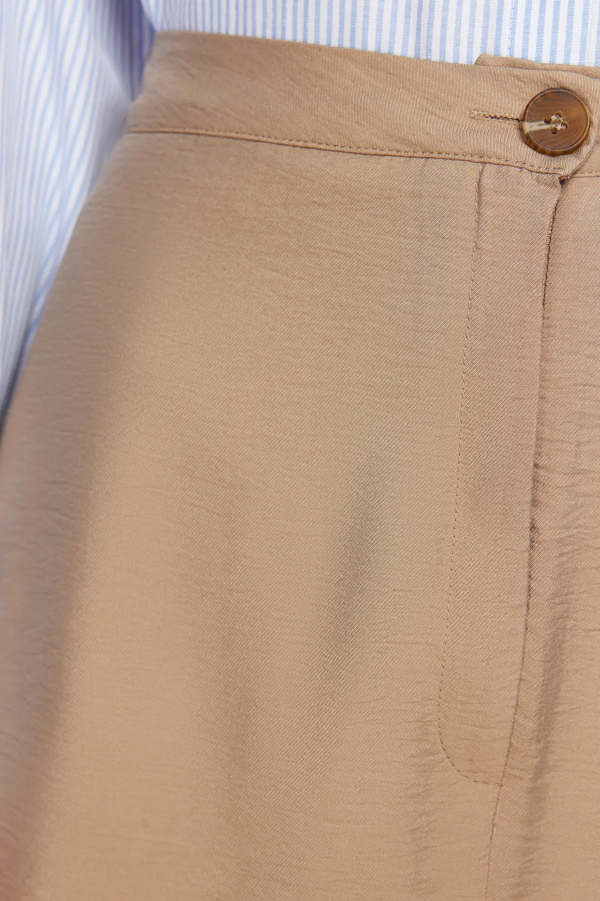 Trendyol Modest  Steinfarbener, gewebter Rock in Leinenoptik mit normaler Taille TCTSS21ET0539