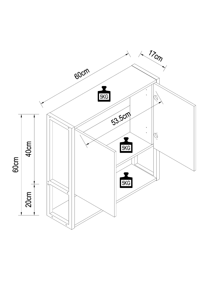 VCM  Holz Metall Spiegelschrank Spiegel Edino 60x60 in Honig-Eiche günstig kaufen onesize