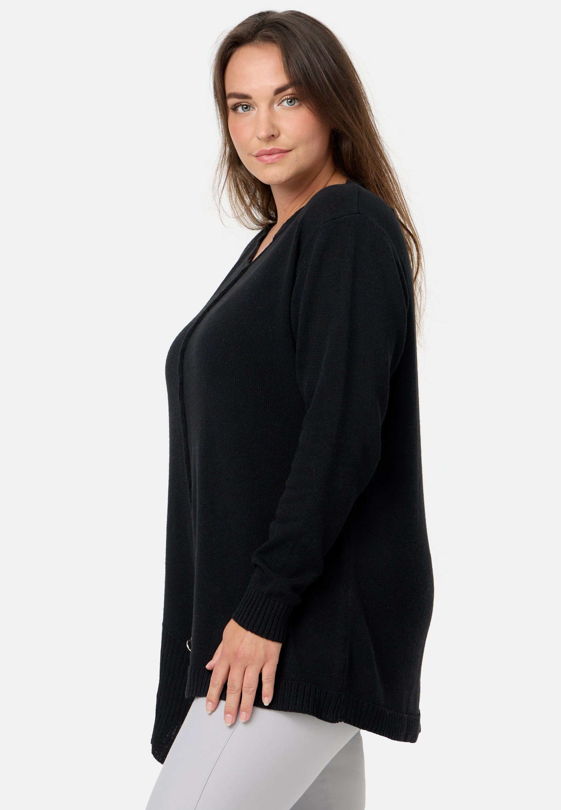 Kekoo Stricktunika Strickshirt in A-Linie aus 100% Baumwolle mit asymmetrischem Saum