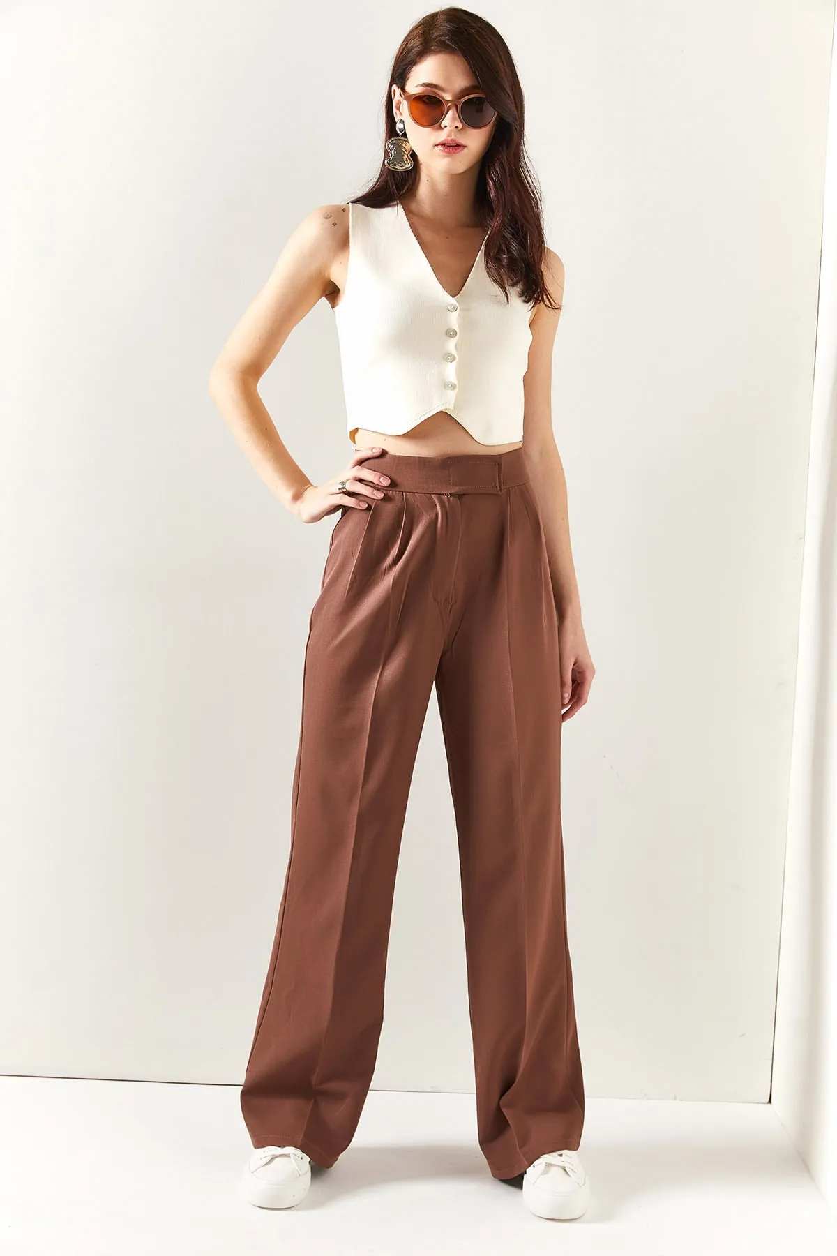 Olalook  Damen-Palazzo-Hose mit Erdbund und Klettverschluss, PNT-19000222