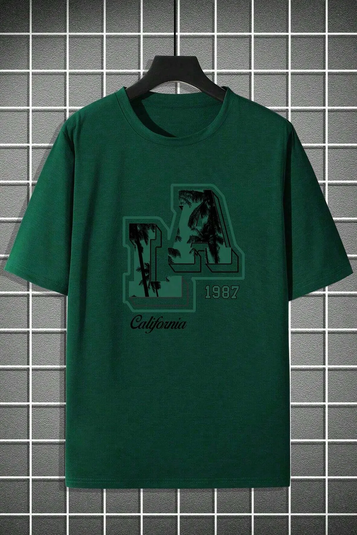 uyguntarz  Bedrucktes Oversize-T-Shirt „La California 1987“ für Herren