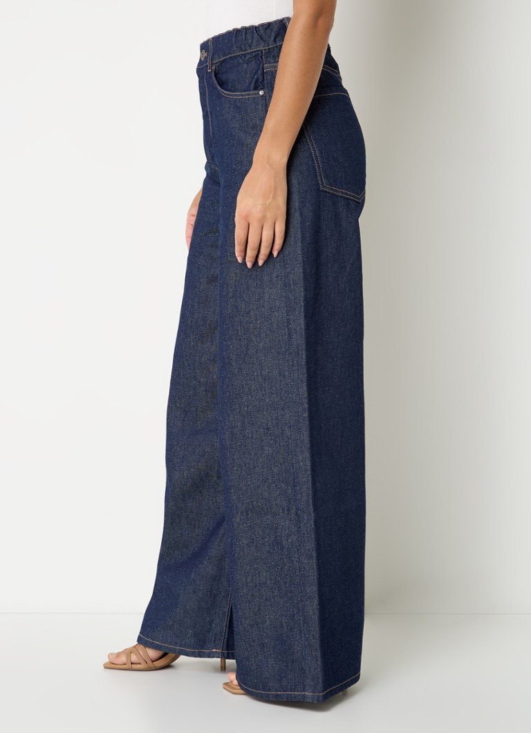 Jean MaxMara Malia taille haute à jambes larges, délavage foncé