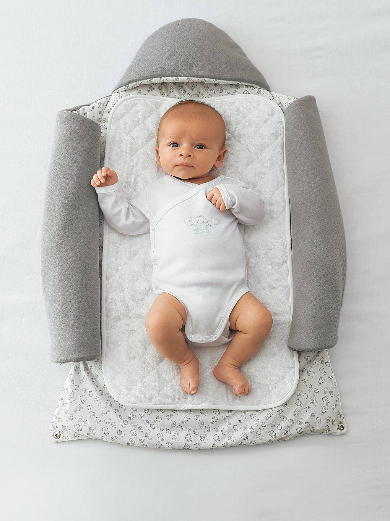 Vertbaudet 2-in-1 Baby Ausfahrsack/Wickelunterlage Oeko-Tex, personalisierbar - grau