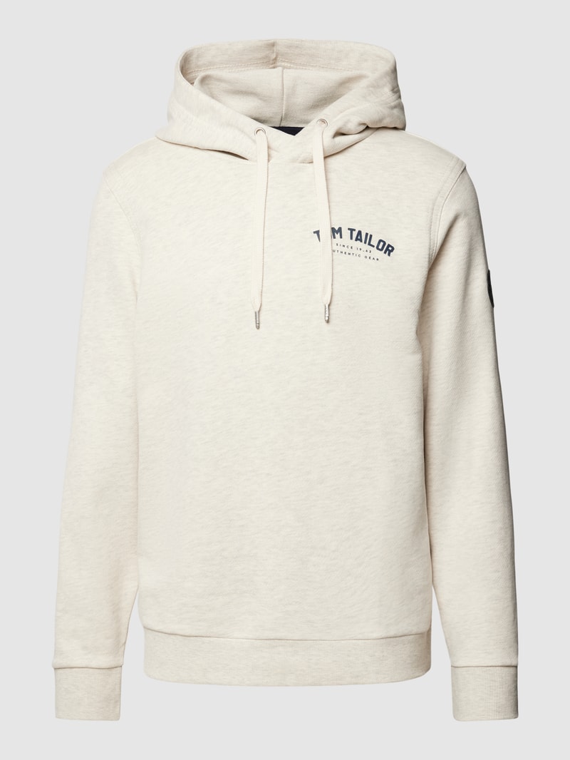 Hoodie mit Viskose-Anteil und Logo-Detail in beige
