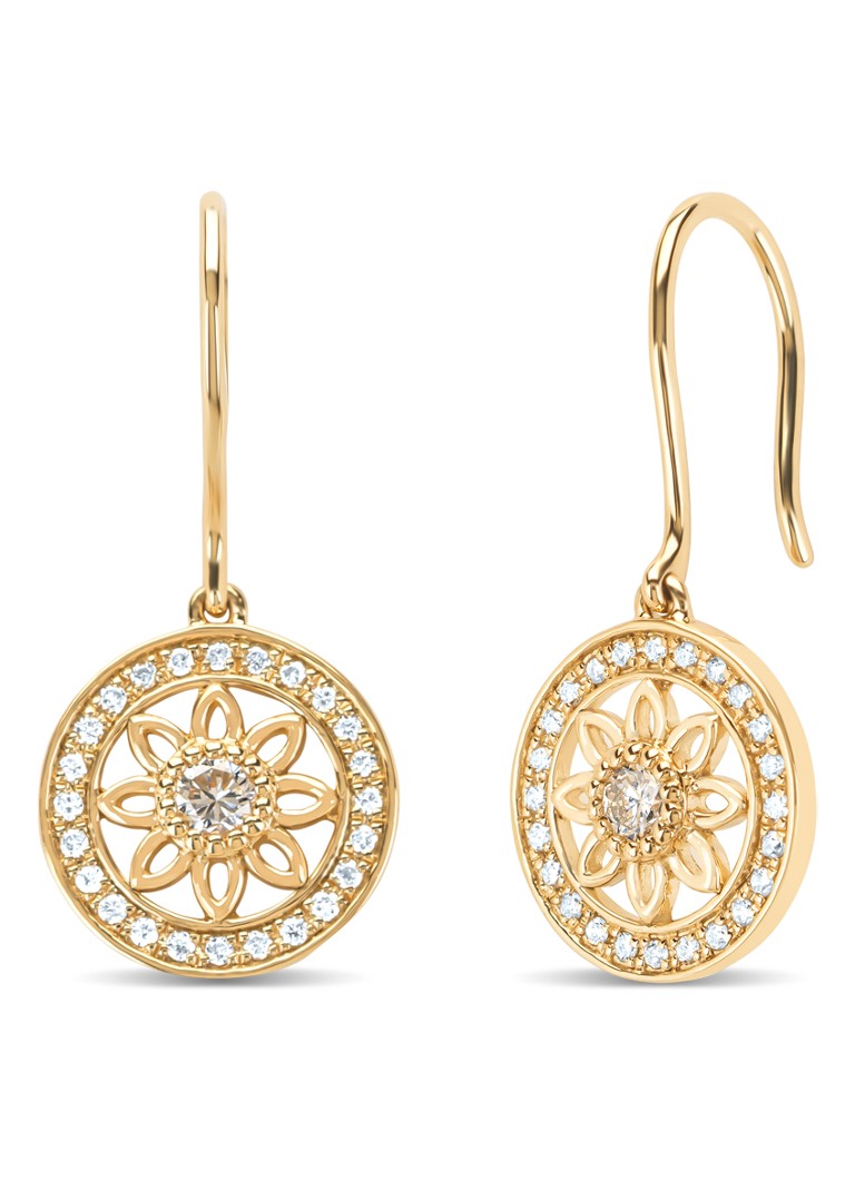 Diamond Point Yellow gold earrings, 0.24 ct diamond, Birthstones
