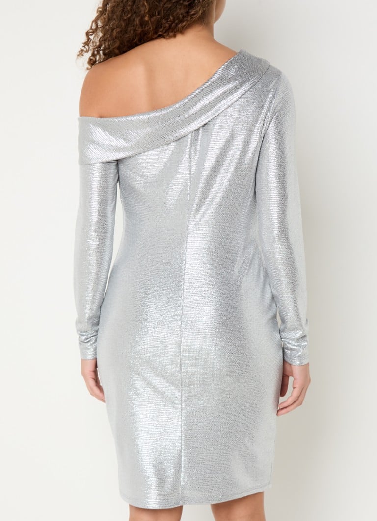 Vestido curto Ralph Lauren de um ombro só com lurex