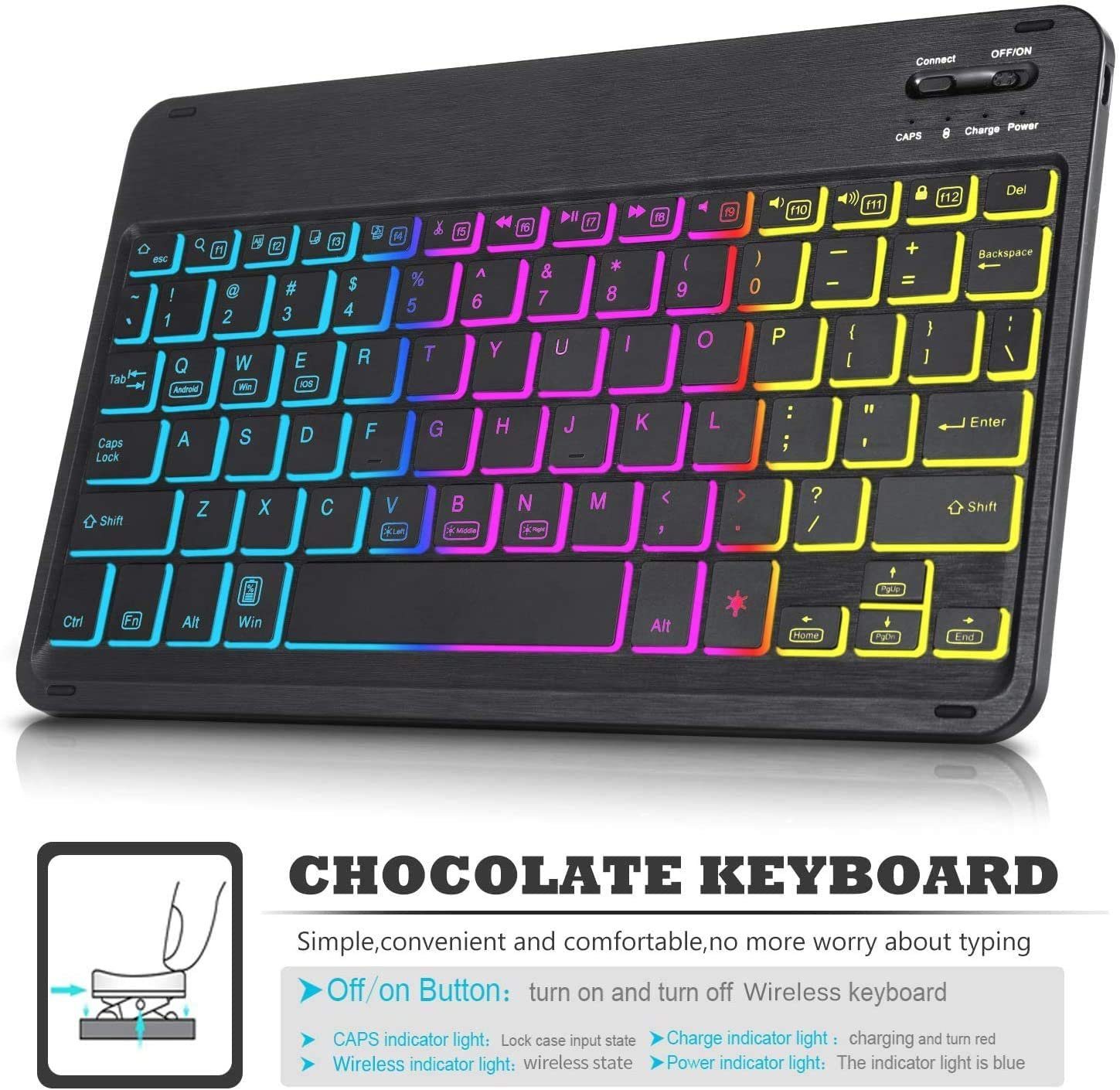 Mutoy Tastatur Hülle für Lenovo Tab M10 Plus (2nd Gen) TB-X606F 10.3 Zoll Tablet-Tastatur (Deutsches QWERTZ, 7 Farben LED-Hintergrundbeleuchtung Kabellose)