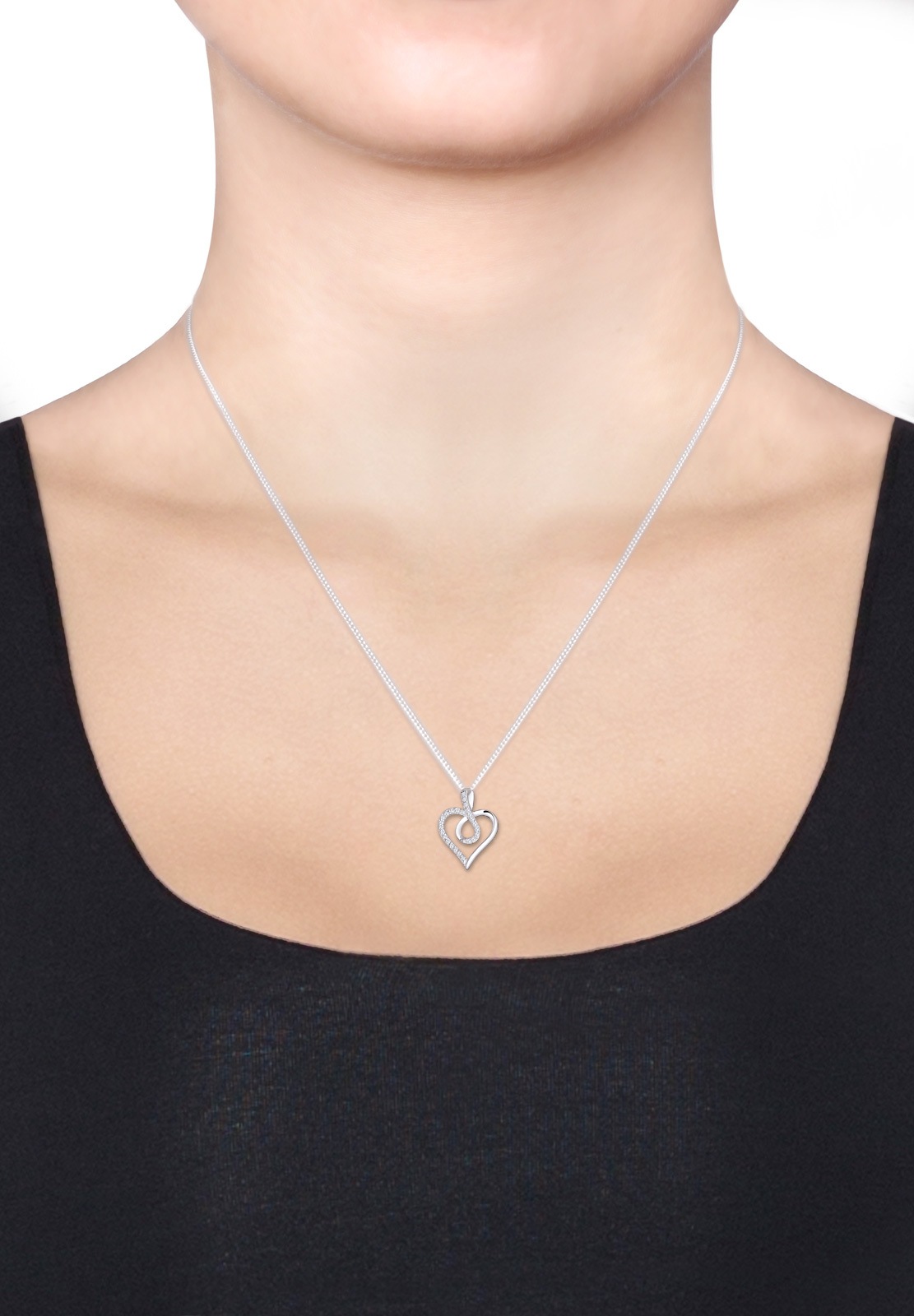 Elli - Inimă cu simbol infinit pentru femei cu cristale de zirconiu cubic - Argint (925/1000)