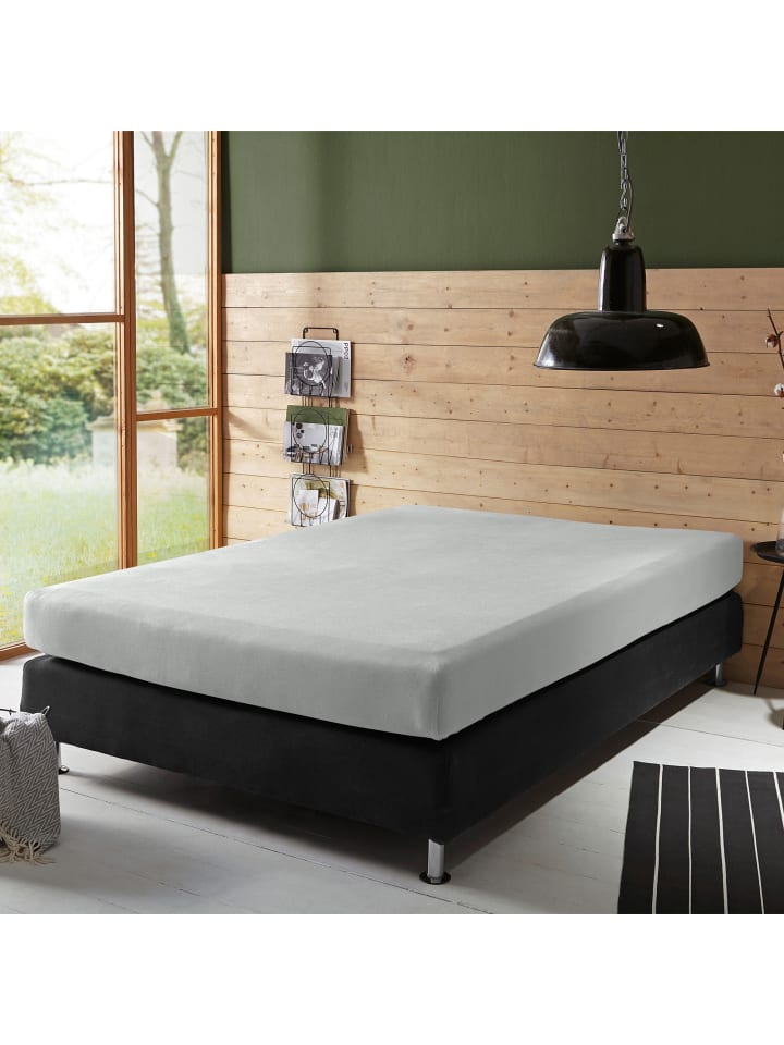 Erwin Müller Single-Jersey Boxspringbett-Spannbettlaken Freising in grau günstig kaufen