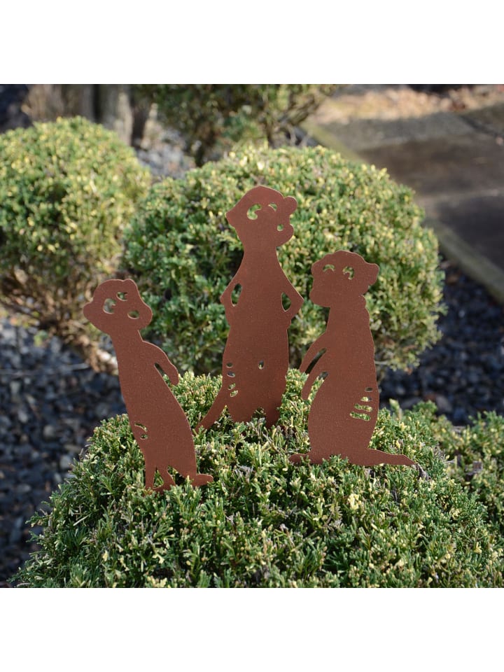 UNUS 3er Set Gartenstecker Rost Erdmännchen in Braun günstig kaufen onesize
