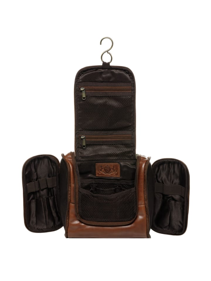 SID & VAIN Leder-Kulturbeutel echt Leder Kulturtasche zum Aufhängen groß hell-braun in braun günstig kaufen onesize