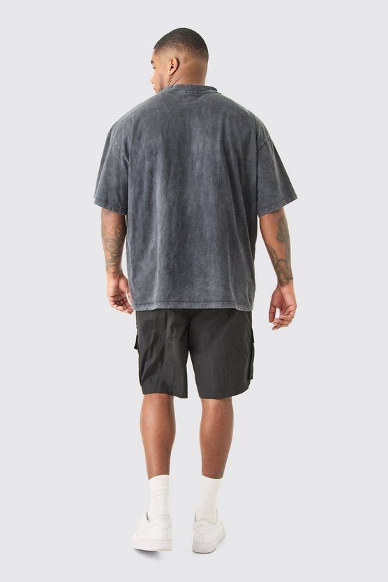 Plus Ofcl Nylon Cargo-Shorts mit elastischem Bund