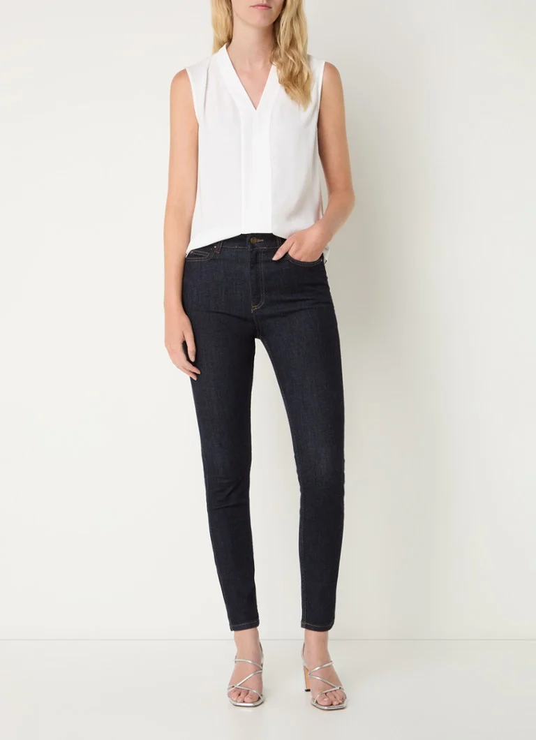 Jean Hobbs Gia taille haute coupe slim délavage foncé