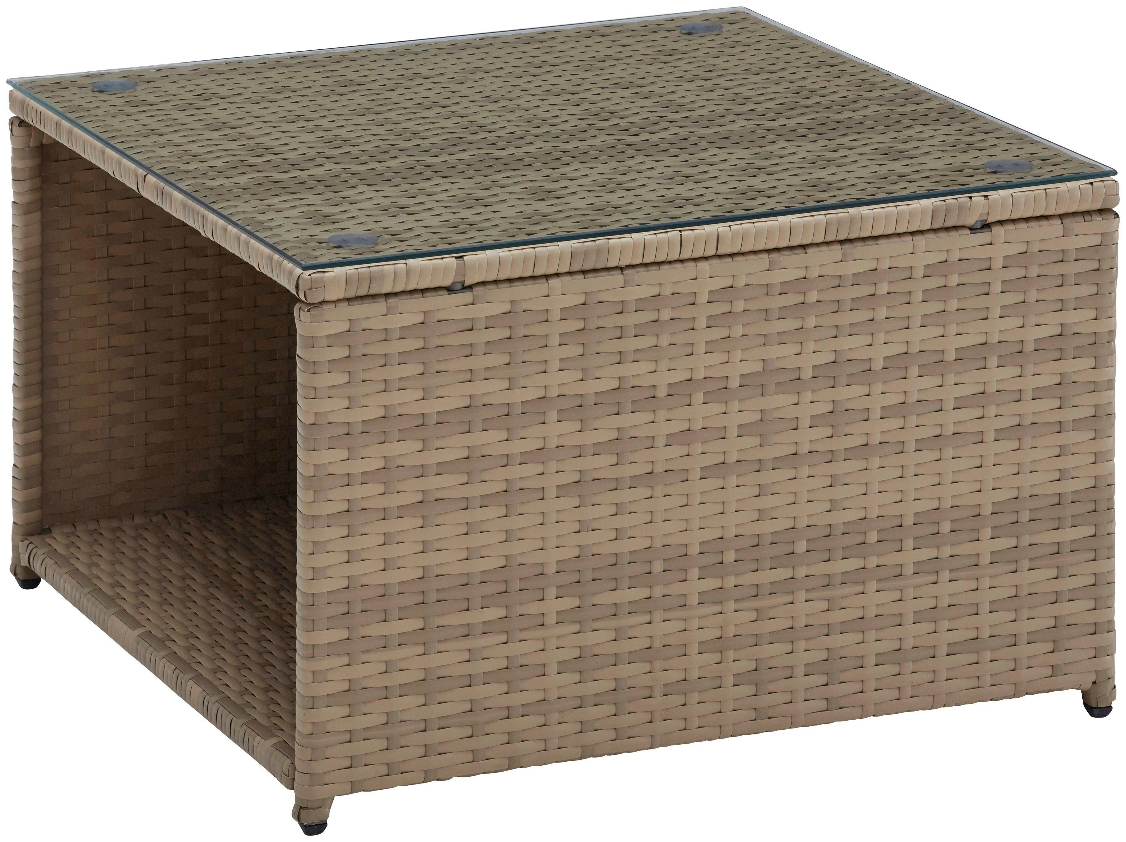 KONIFERA Gartenlounge-Set Marseille, (8-tlg), Sofa, Tisch 57x57 cm, Hocker, Polyrattan