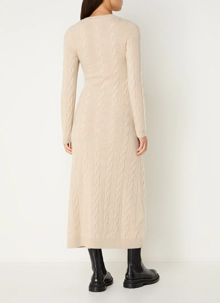 Abito lungo Sandro in maglia a trecce e misto cashmere