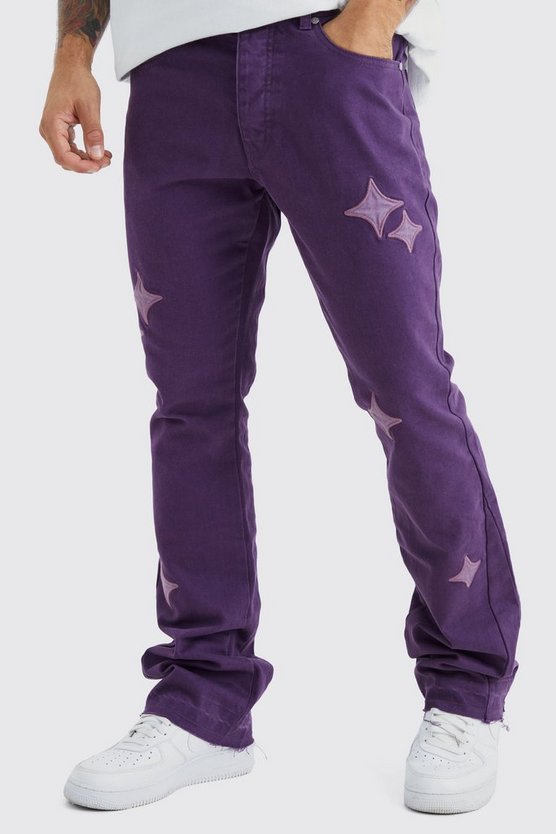 Slim-Fit Schlaghose mit Applikation