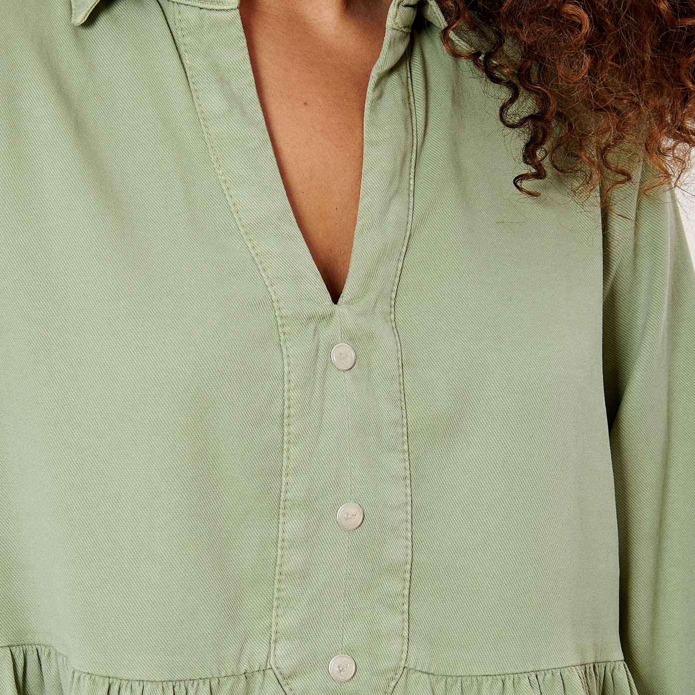 GENTI  Robe babydoll kaki Femme