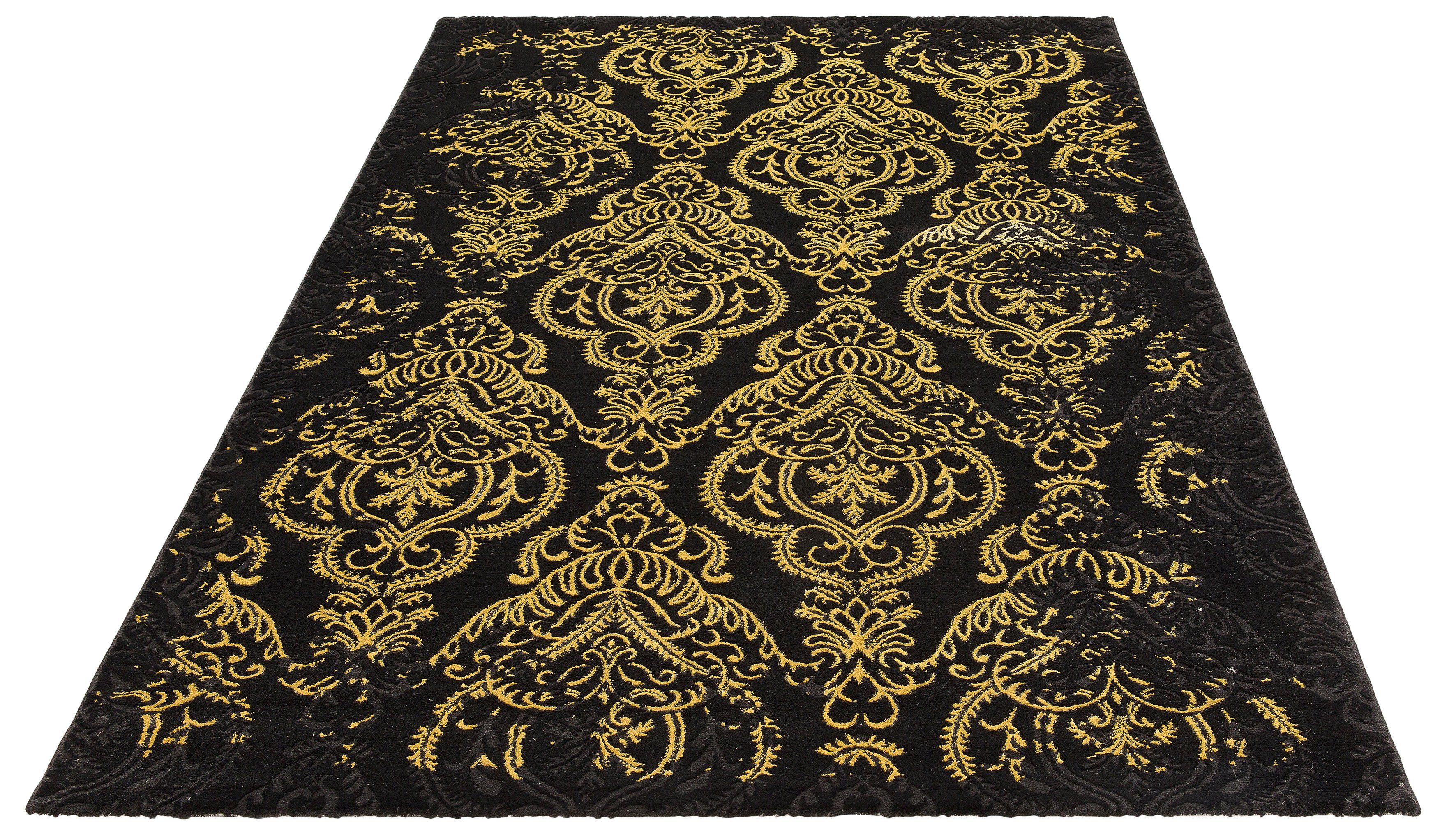 Teppich Bahar, merinos, rechteckig, Höhe: 12 mm, Vintage Design, Hoch-Tief-Struktur, mit Glanz Wohnzimmer