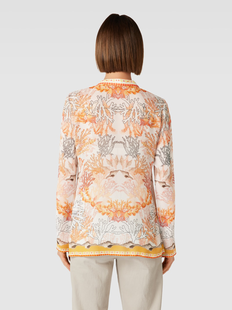 Bluse mit Ziersteinbesatz in koralle