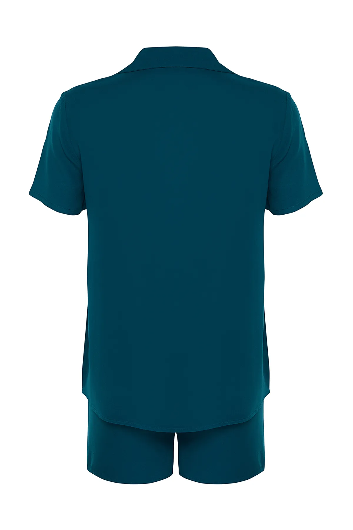 Trendyol Collection  Petrolfarbenes, gewebtes Pyjama-Set mit Hemd und Shorts aus Viskose THMSS19PT0004