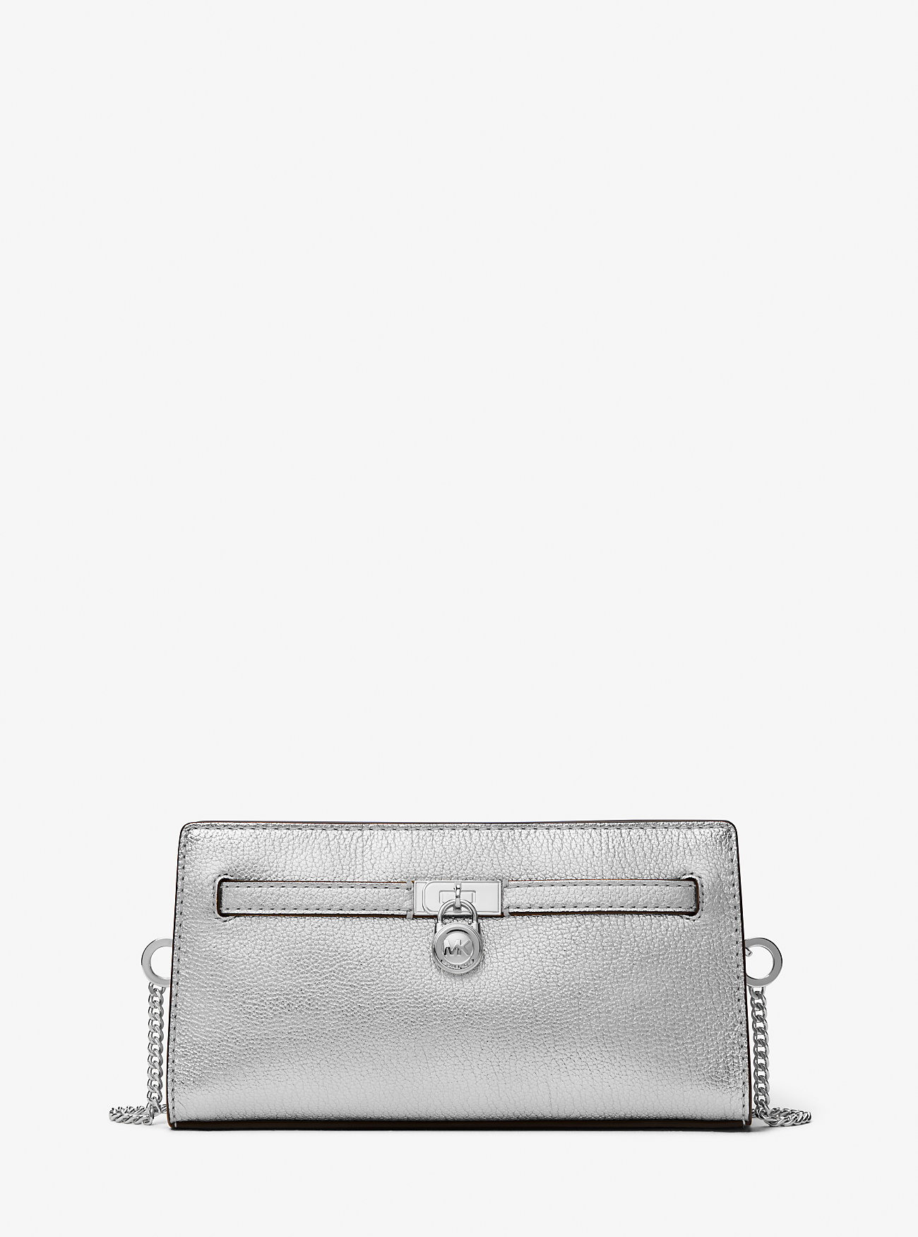Hamilton Moderne ekstra liten metallisk konvertibel crossbody-veske i skinn – sølv