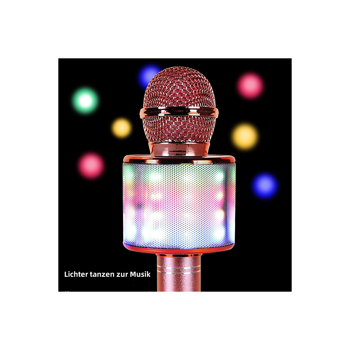 KTV Handheld LED-Leuchten Drahtloses Karaoke-Mikrofon Farbige Lichter Pro Mikrofon Bluetooth-Lautsprecher mit Tanzen Led