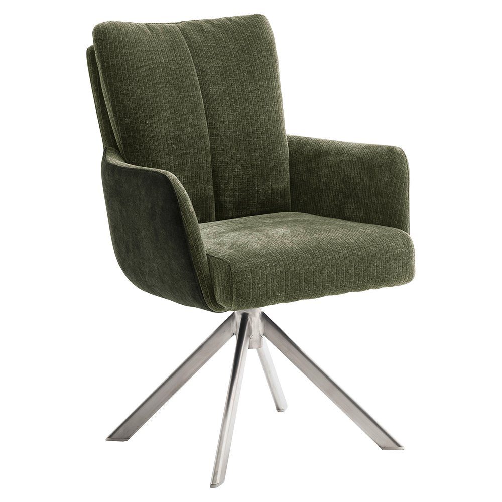 Lomadox Polsterstuhl SVELVIK-05, Armlehnenstuhl Esszimmer 2er Set in olive, B/H/T ca. 61/92/67 cm