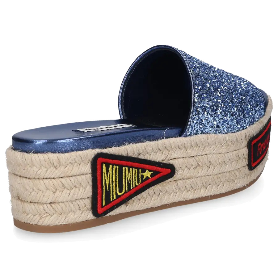 Miu Miu - Plateausandalen Glitter - blau