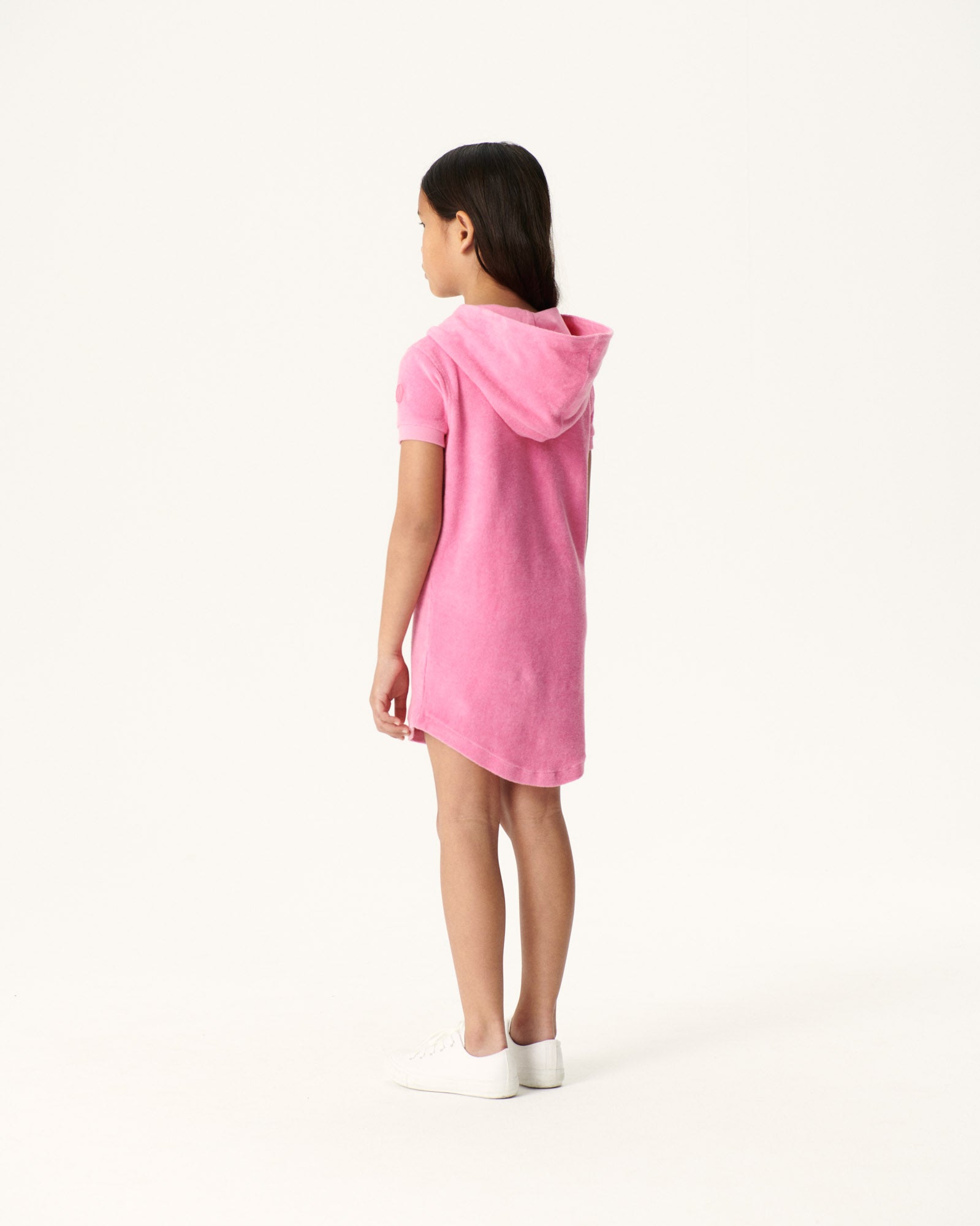 Robe éponge à capuche Rose intense enfant Mini