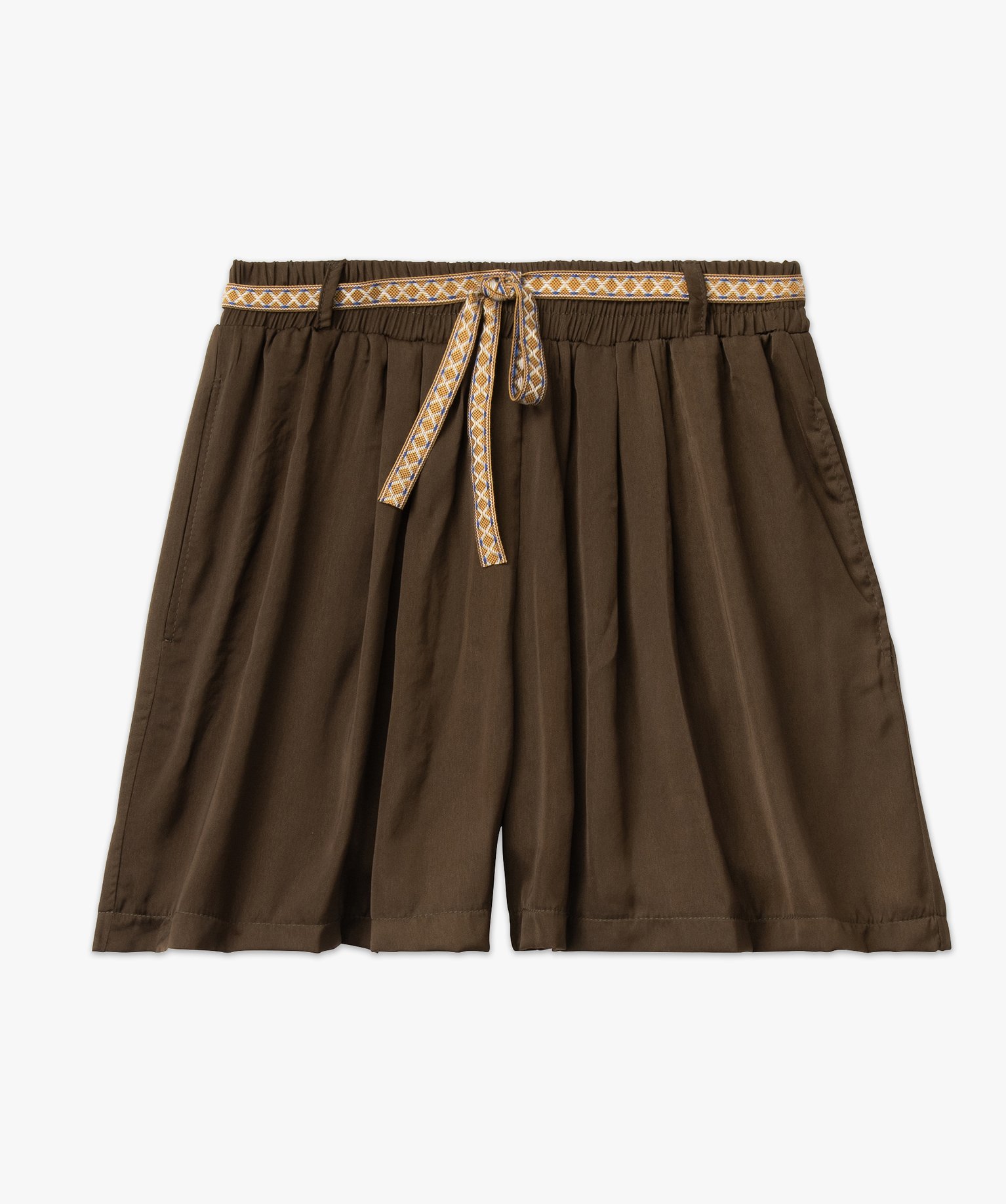 Short ample en matière satinée femme kaki | GEMO