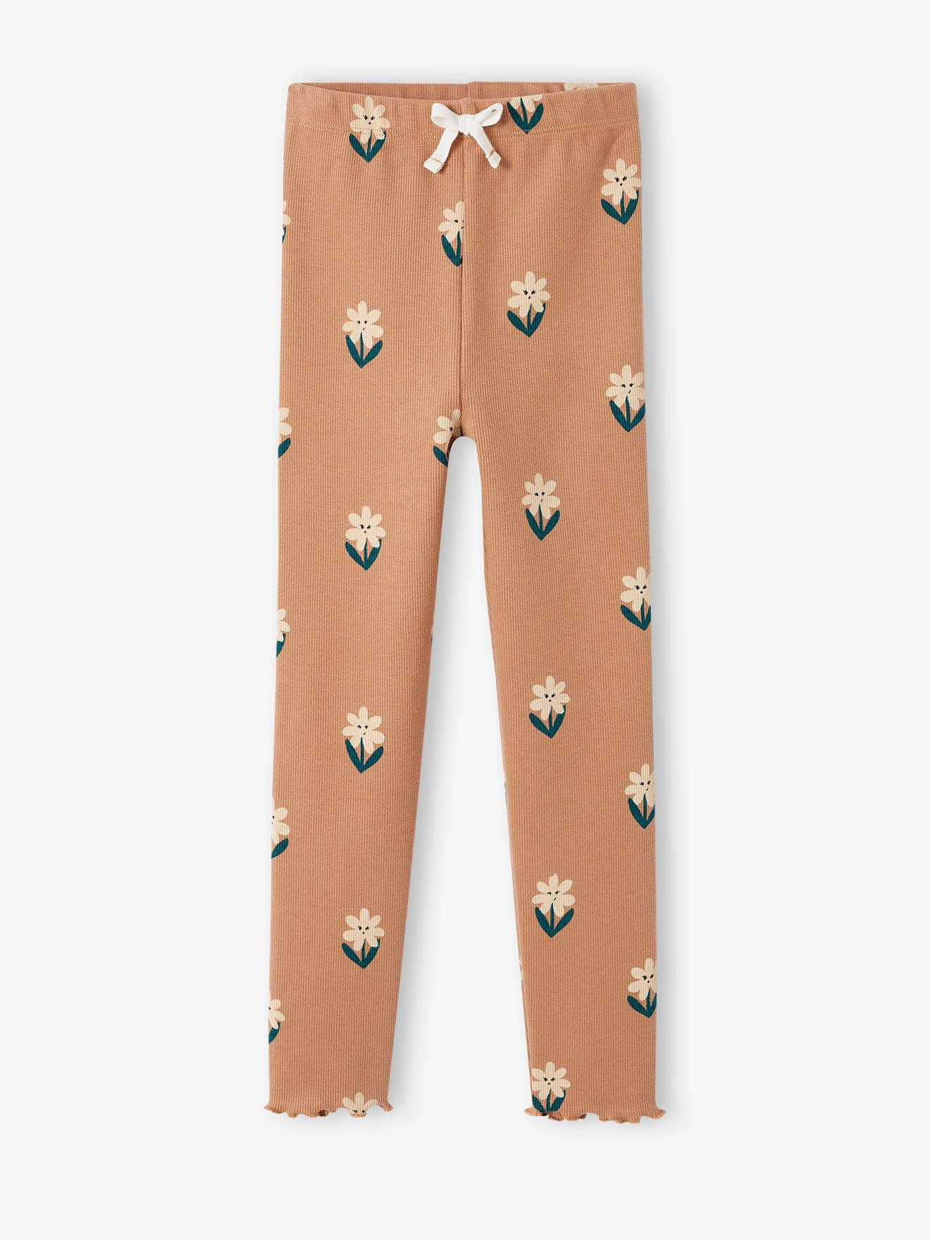 Legging imprimé en maille côtelée fille marine